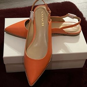 NEW Coral Vae Leather Slingback Flat Skimmers size 9